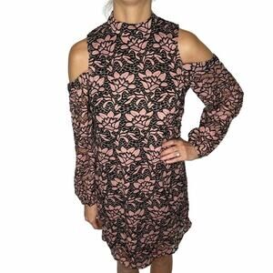 Leyden Women's Black Dress & Pink Lace Overlay Size XS